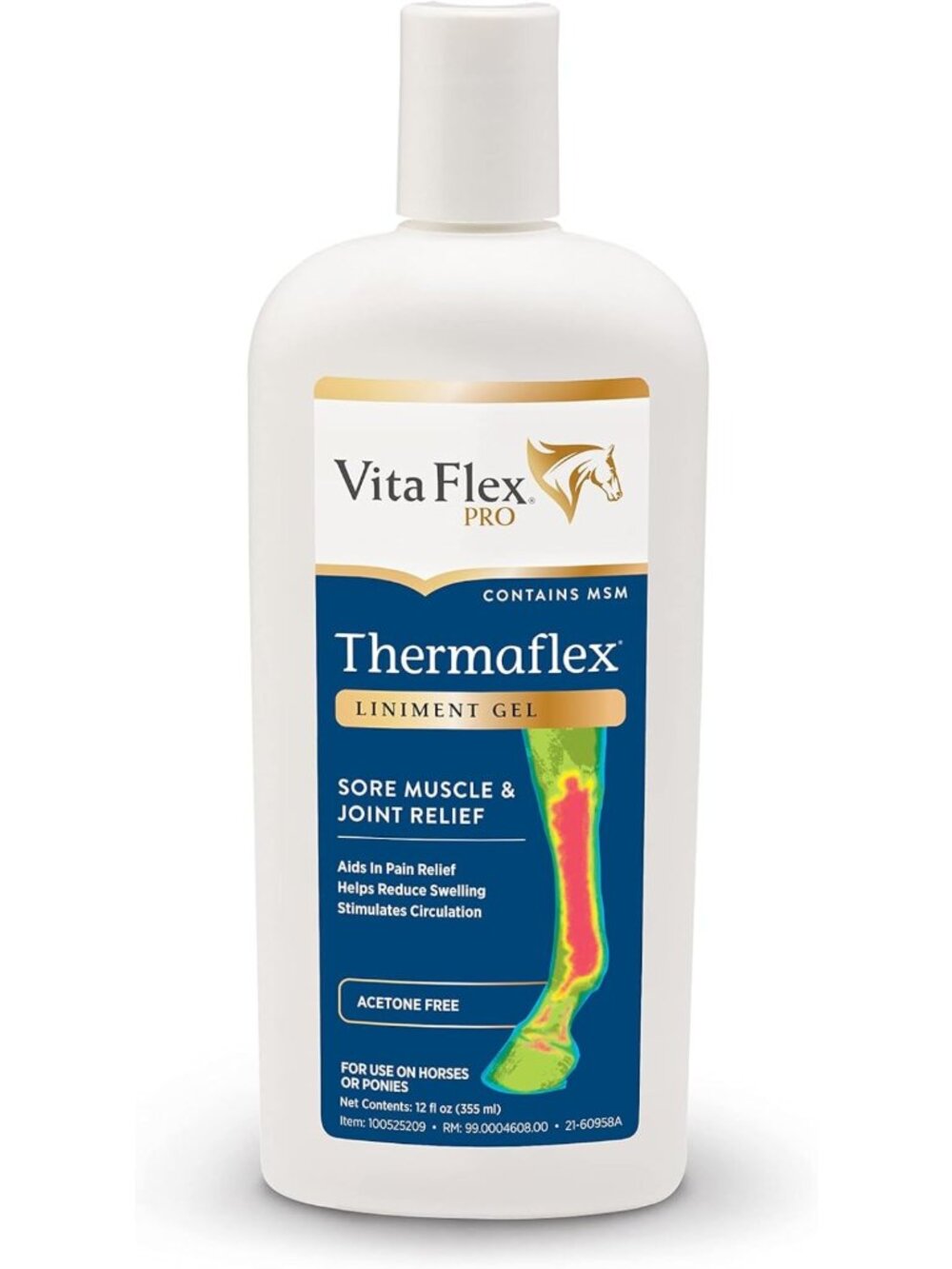 Sore Muscle & Joint Relief Gel for Horses - Thermaflex Liniment, 12 Oz.